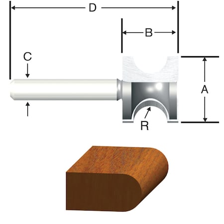 Vermont American Vermont American 1 in. D X 3/16 in. X 2-1/8 in. L Carbide Tipped Bull Nose Router Bit 23157